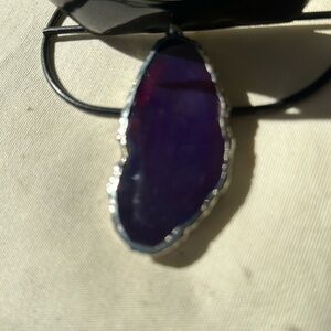 🎉 Large Dark Purple &Silver Druzy Pendant 🎉